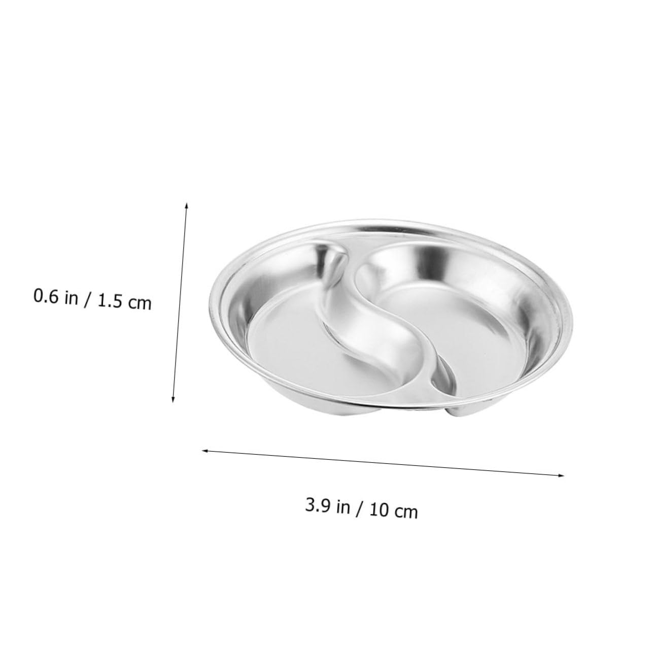 KICHOUSE 4pcs Divided Stainless Steel Sauce Plates Versatile Seasoning Dish for Soy Sauce Mustard Vinegar for Home Restaurants and Food Stores