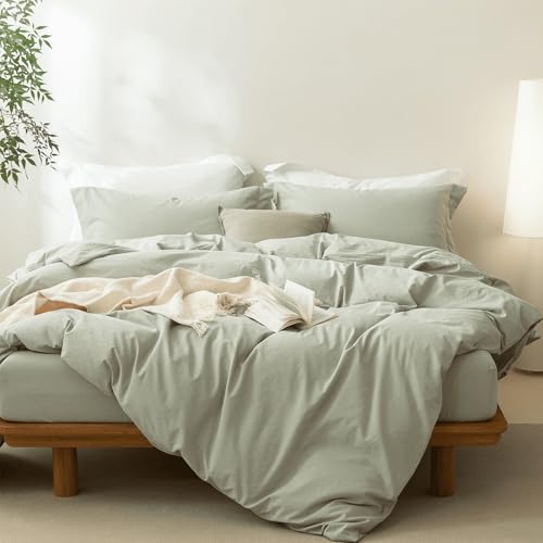 BDEAR 3Pcs Sage Green Duvet Cover Set California King Size 104" W x 98" L by BDEAR - Used condition - Image 2