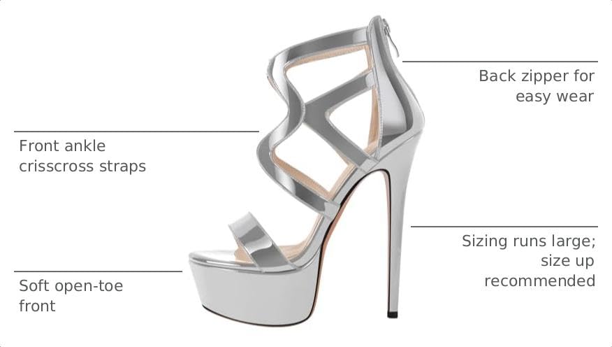 Image of richealnini Women's Crisscross Platform Stiletto High Heels Strappy Sandals with Zipper
