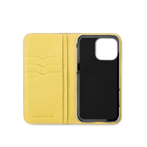 【BONAVENTURA】(for iPhone16Pro) ダイアリーケース ボッタラートレザー(シュリンクレザー) [エトープ x イエロー ] スマホケース ヨーロッパ最高級レザー 本革 MagSafe対応 プレゼント ギフト BODT16P-ETYE