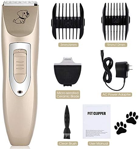 YOUTHINK Dog Grooming Clippers, Low Noise Rechargeable Cordless Pet Clippers Grooming Kit, Dogs Cats Pets Hair Clippers Shaver Tools