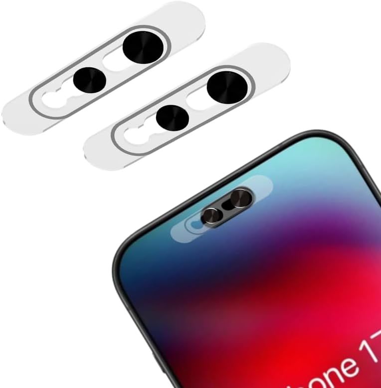 Front Camera Privacy Cover, Lens Protector Compatible with iPhone 17/16/15/14 Pro Max/Pro, On/Off Face Recognition, Strong Adhesive-Black, 2 Pack