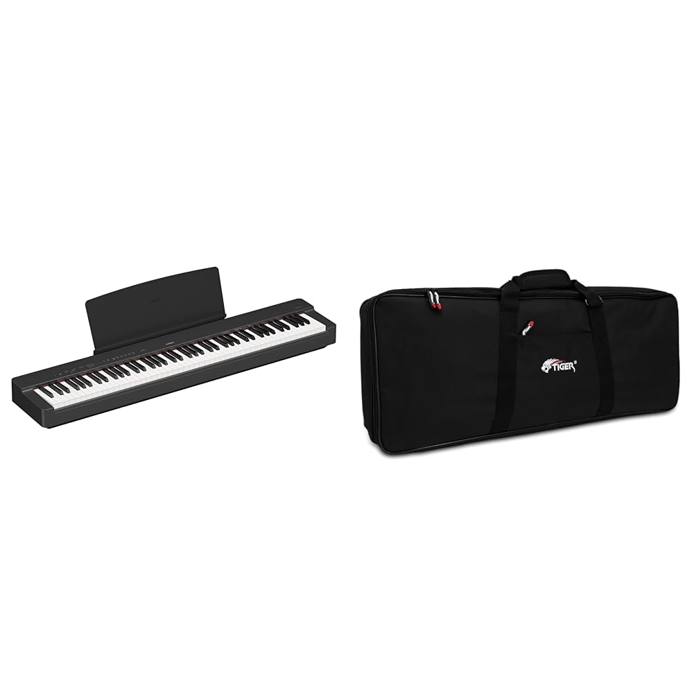 Yamaha P-225 piano digital ligero y portátil, con teclado Graded Hammer Compact, 88 teclas y 24 voce & TIGER KGB14-14 Bolsa para teclado de 88 teclas con asas, 1460mm x 388mm x 175mm