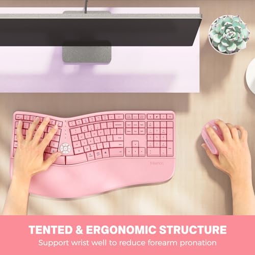 Image of MEETION Ergonomic Keyboard and Mouse Combo, 2.4G Cordless Split Keyboard with Cushioned Palm Rest, Vertical Wireless Mouse, Natural Typing Full Size Keyboard, for Windows /Mac PK