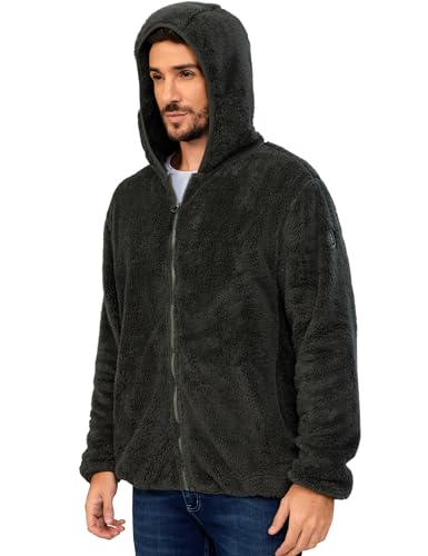 Little Donkey Andy Men's Winter Hoodies Sherpa Fleece Jacket Warm Lightweight Sweatshirt Zip Up Outerwear Fuzzy Coat3
