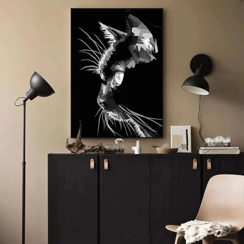 Art mural chat noir affiche vectorielle sur toile de qualite