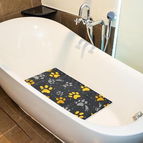 Alfombrilla de baño antideslizante extralarga con huellas de perro 6