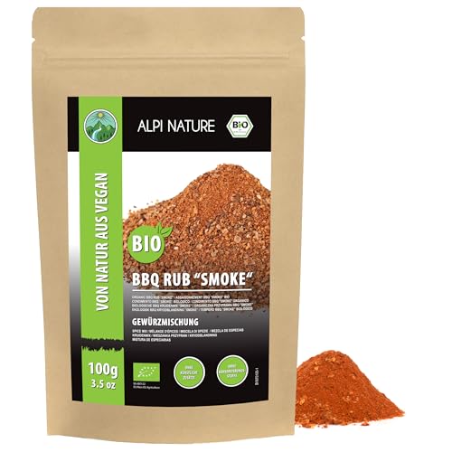 Alpi Nature BBQ Rub BIO al Peperoncino Affumicato 100g, Miscela di Spezie per Barbecue, Marinata Affumicata