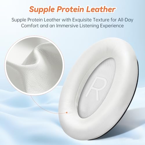 Image of Aurivor Replacement Ear Pads for Bose QuietComfort 45 35 ii (QC45 QC35) Headphones, Anti-Tear Earpads Cushions for QC SE SC & New Quiet Comfort (Deep Bass), Softer Foam & Leather (White)