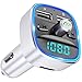 Cocoda Transmisor FM Bluetooth Coche, [Luz de Anillo Azul] Manos Libres para Coche, Inalámbrico Reproductor MP3 Mechero Coche con Dual USB 5V/2.4A & 1A, Soporte Tarjetas SD y U Disk