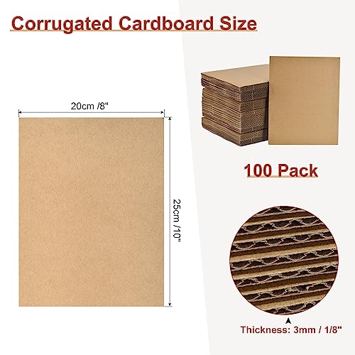 Image of MECCANIXITY 100 Pack 8 inch x 10 inch Corrugated Cardboard Sheets 1 /8 inch Thick Flat Cardboard Filler Inserts Pads for Mailers, Packing, Art Projects, DIY Crafts