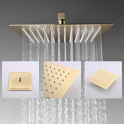Système de douche or brossé mural en laiton de luxe pour douche italienne