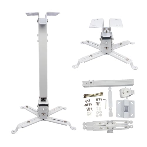 Image of SRB Adjustable Projector Ceiling Mount Stand | 16 to 25 Inch (1-2 Feet) Extendable Bracket | Universal Tilt, Swivel & Rotate Wall /Ceiling Projector Mount | Heavy‑Duty Metal Frame