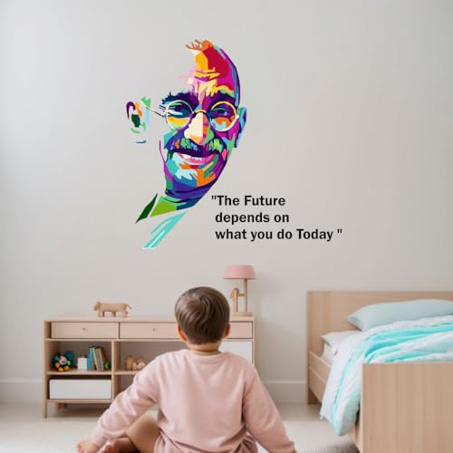 Image of Mahatma Gandhi The Future Quotes Office - Inspirational - Motivational - Quotes - Wall Sticker for Kids Room, Living Room (Size - 78CM X 81CM)