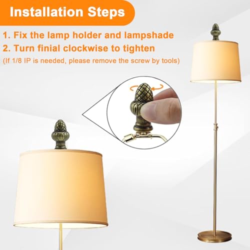 Marrteum LAMPFINIALS-S-BRZ-2P Bronze Brass Solid Lamp Finial Cap Knob Retro Lamp Finial Decoration With Dual-Thread Screw For Lamp Shade Holder Harp Tops thumb #5