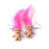 Lovely Doll Dangle Earrings, Cute Ugly Doll Drop Earrings for Women Men Funny Jewelry Gift-pink
