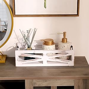 Toilet Tank Basket Toilet Paper Holder Bathroom Decor BoxFarmhouse Kitchen Utensil Holder Caddy Toilet Tank Tray for KitchenRustic Decor Boxes White