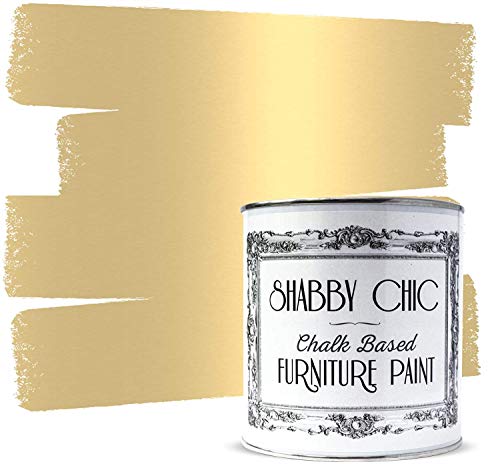 Shabby Chic Chalk Based Furniture Paint Antique Gold - 250 ml | Distressed Matt Finish for Furniture Home Decor or DIY Projects | Interior & Exterior | Non-Sand Suitable for Wood Plastic & Metal