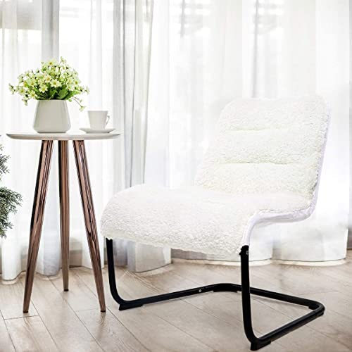 Zenree Comfy Dorm Chairs - Padded Folding Bedroom Reading Leisure/Lounge Chair - Sherpa Seat For Living Room, Dorm, Teen's Den, White #TOP1