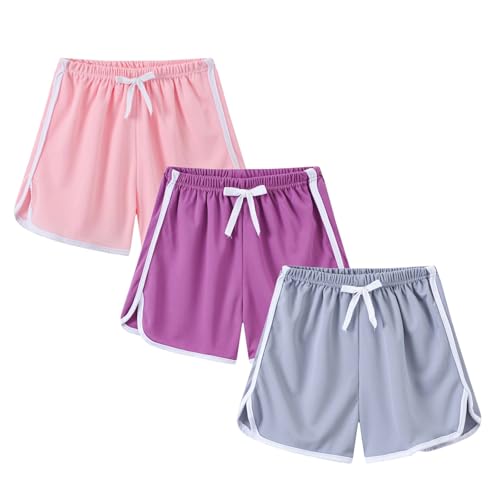 3 Pack Girls Athletic Shorts Toddler Soccer Basketball Sports Dolphin Shorts Kids Quick Dry Gym Running Yoga Pants