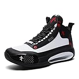 Antideslizante y duradero: utilizamos suelas de Goma duraderas para hacer zapatos de baloncesto para hombres. Los zapatos de baloncesto para hombres le proporcionarán amortiguación y soporte en la suela de los pies mientras realiza algunos deportes. En el campo de juego intenso, le proporcionarán un ambiente cómodo y protección de los pies.