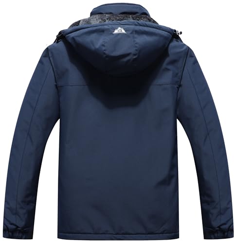 Image of Men's Mountain Winter Coat Warm Fleece Ski Snow Jacket Waterproof Raincoat with Hood