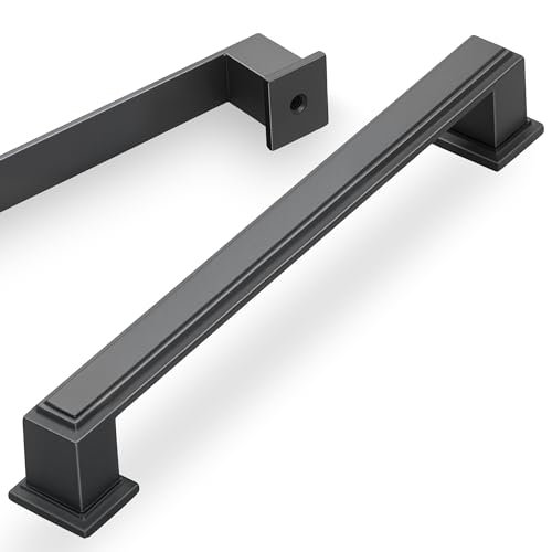 10 Pack 6.3 Inch(160mm) Hole Center Matte Dark Gunmetal Gray Modern Cabinet Pulls Kitchen Cabinet Handles Kitchen Cabinet Hardware Timeless Drawer Pulls for Dresser Cupboard Wardrobe, Gray(6.3x10)