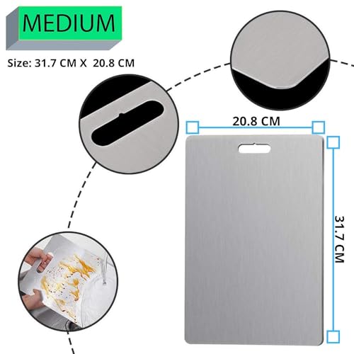 Image of REDSKY Chopping Board for Kitchen Vegetable Cutting Board, Metal Board, Vegetable Cutter Board, Durable Cutting Counter top Board /Chopping Board (31cm x 21cm) (M)
