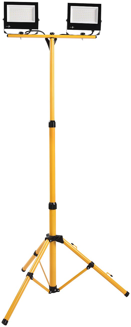 Lunartec faro da lavoro a LED: Proiettore telescopico., 2 proiettori impermeabili: IP65, 50 Watt ciascuno (proiettore doppio, lampada da cantiere)
