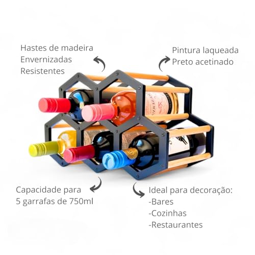 Adega De Mesa Porta Garrafas Vinho Madeira Para Cozinha Bar Restaurantes Decoração