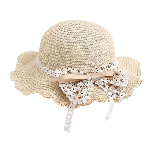 Girls Sweet Lace Bowknot Summer Sunblock Straw Hat with Crossbody Bag Wide Brim Outdoor Beach Sun Protection Bucket Hat2