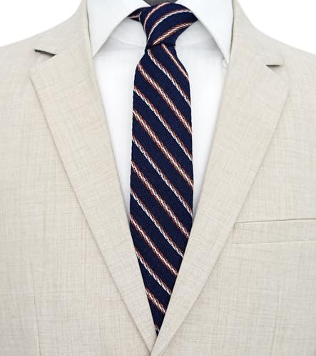 Image of BELLUNO Men's 2.5 inch Skinny Solid Cotton Linen Ties