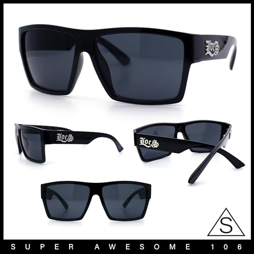 Locs Squared Rectangular Cholo Gangster All Black Sunglasses2