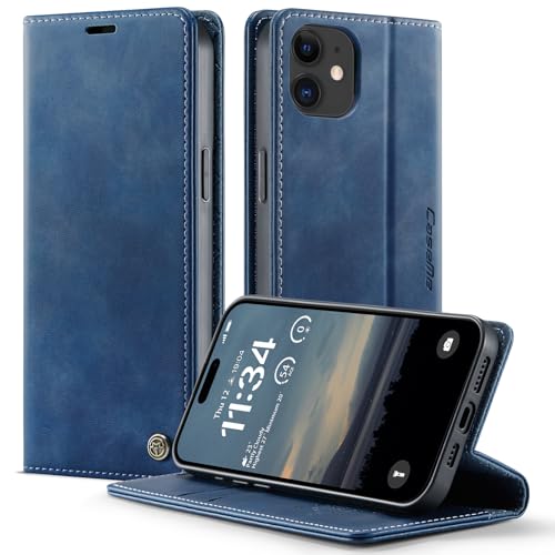 owlhold iPhone 12 Mini hülle klapphülle Premium PU Leder, RFID Schutzhülle, Faltbare Ständer, Handytasche Lederhülle Kar...