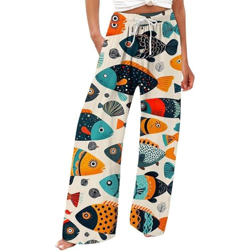 Pantalon palazzo en lin ample avec poches et pantalon long jambe large