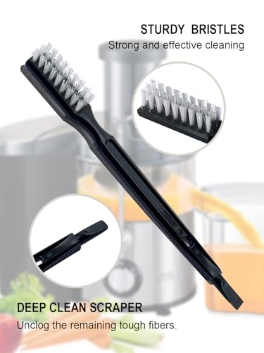 Image of Juicer Cleaning Brushes Compatible with Omega 8006, VRT, 8004 8003 VERT VRT350 VRT330 Masticating Juicers Replacement Cleaner, HD Bristles (2 Brushes) (Black 3 Pack)