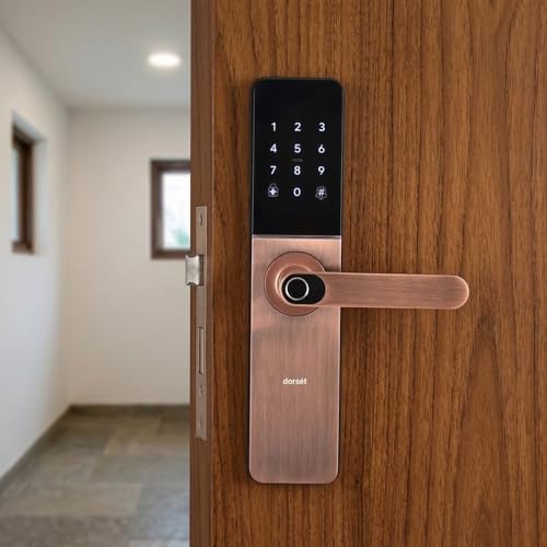 Image of Dorset DG 102 Mortise Digital Door Lock with Fingerprint, Password, RFID & Key Access | Anti-Theft Password & Intrusion Detection | Auto & Manual Locking Modes | 3-Year Warranty, Copper Finish