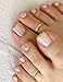 FIASASO 925 Sterling Silver Toe Rings for Women Adjustable 14K White Gold Plated Gold