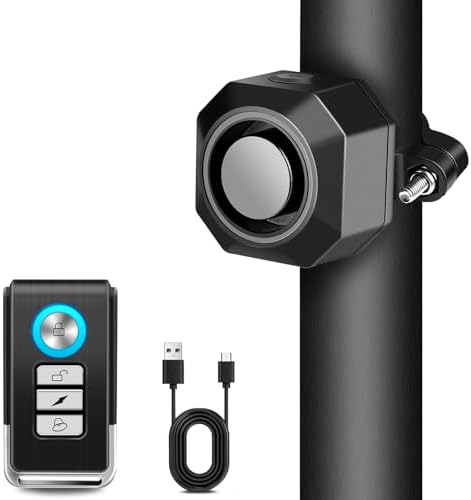 Cruxer Bike Alarm USB Rechargeable with Mount, Electric Bike Alarm with Remote,Wireless Motion Sensor Bicycle Security Anti Theft System,Waterproof Vibration Alarm for Motorcycle Scooter (1 Pack)