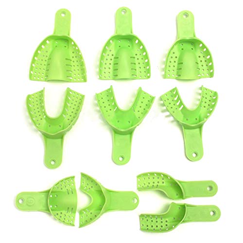 Dental Impression Trays Plastic Central Supply Teeth Holder Molding Trays 10 pcs/Set Light Green