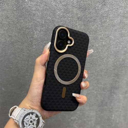 Coque iPhone 17 Pro Max en cuir PU noir magnétique avec protection de lentille en alliage