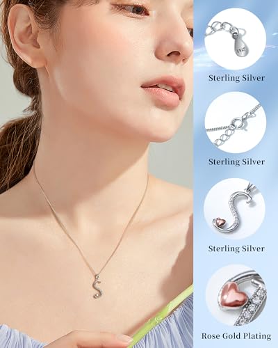 Mesovor 925 Sterling Silver Initial Necklace for Women, Dainty Sterling Silver Letter Cubic Zirconia Necklace Jewelry Gifts for family Mother Sister Wife - Image 4