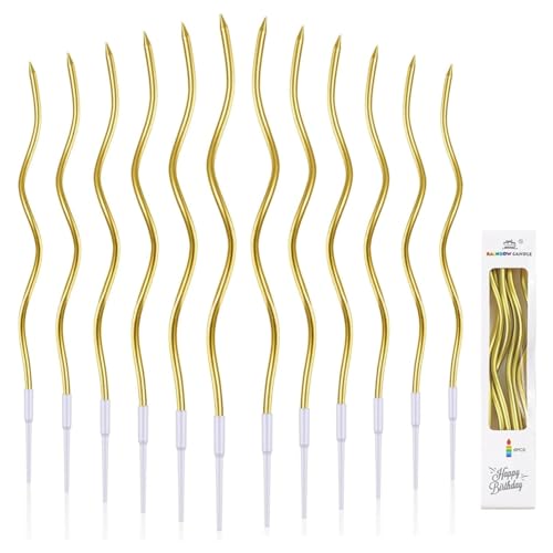 JJiaoLinin Bougies Anniversaire, 36 Pièces Bougies d'anniversaire Torsadées, Bougies de Gâteau en Spirale avec Supports Idéales pour Décorations de...