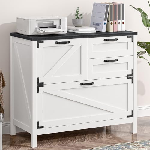 4-Drawer Wood Lateral File Cabinet for Hanging Files Letter/A4/Legal Size, Large Farmhouse File...