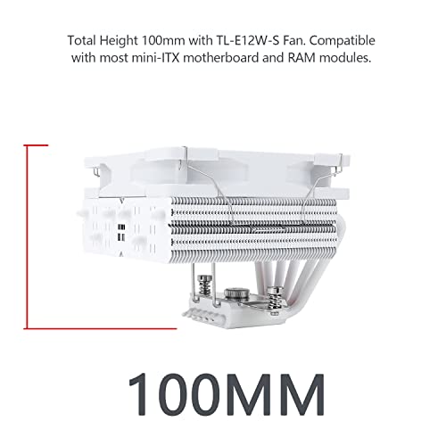 Thermalright SI-100 White ARGB CPU Air Cooler, 6×6mm Heat Pipes,120mm PWM Quiet Fan CPU Cooler with S-FDB V2.0 Bearing, AGHP 3.0 Technology, for AMD AM4 AM5/Intel 1150/1151/1200/1700/2066, PC Cooler 2