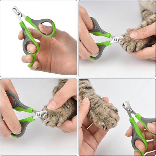 Image of WePet Pet Nail Clippers U07.2, Professional Claw Trimmer, Scissor for Cats, Puppies, Kittens, Hamsters, Rabbits and Small Animals, Sharp, Safe, Small, Green /Grey