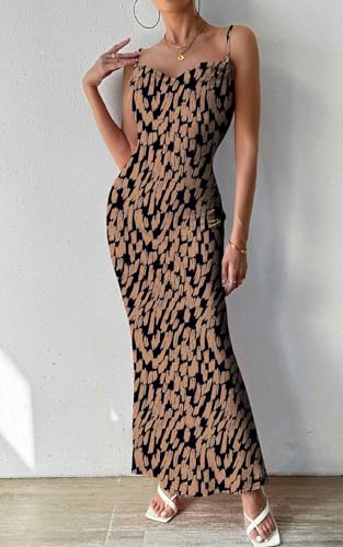 Image of PRETTYGARDEN Women's 2026 Summer Floral Spaghetti Strap Maxi Dress Stretch Sexy Bodycon Dress Backless Slip Long Dresses