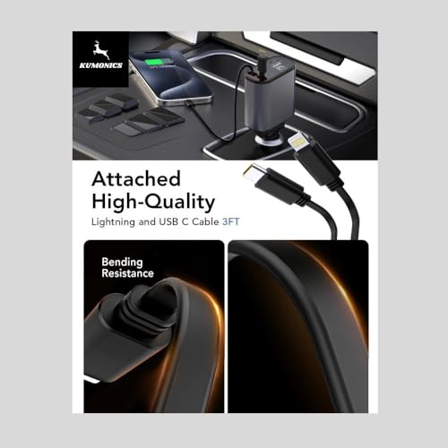 Image of 120W 4-in-1 Retractable Car Charger Socket 2025, Super Fast Multi USB Type-C Adapter with Dual Ports, Smart Car Mobile Charger Compatible with Android & iPhone 16 /15 /14 /13 /12 /11 Pro Max