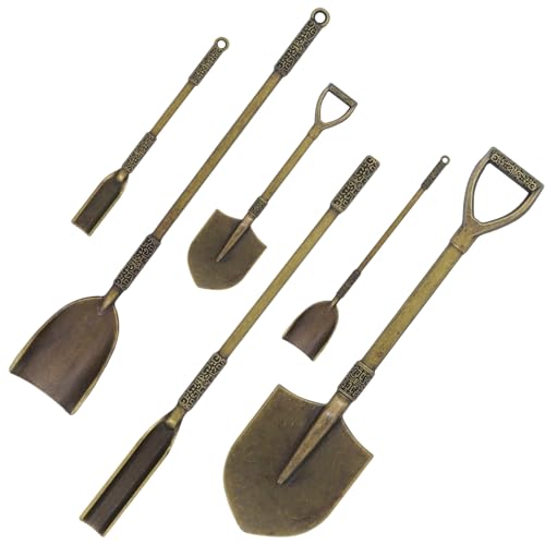 6 PCS Mini Shovel Spoon - 2 Sizes Mini Ice Cream Fruit Spoon Spice Dessert Spoon, Small Spoon for Home Kitchen, Tiny Shovel Spoon Pendants Necklace, Party Supplies