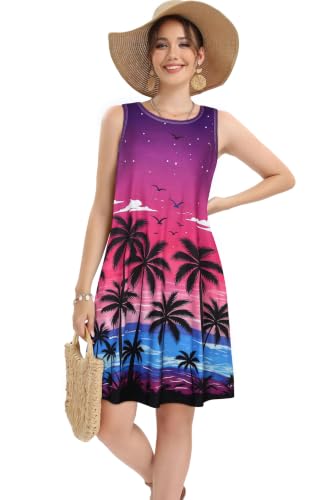 Image of elescat Women's Summer Dresses Casual Sleeveless Loose Sundress with Pocket